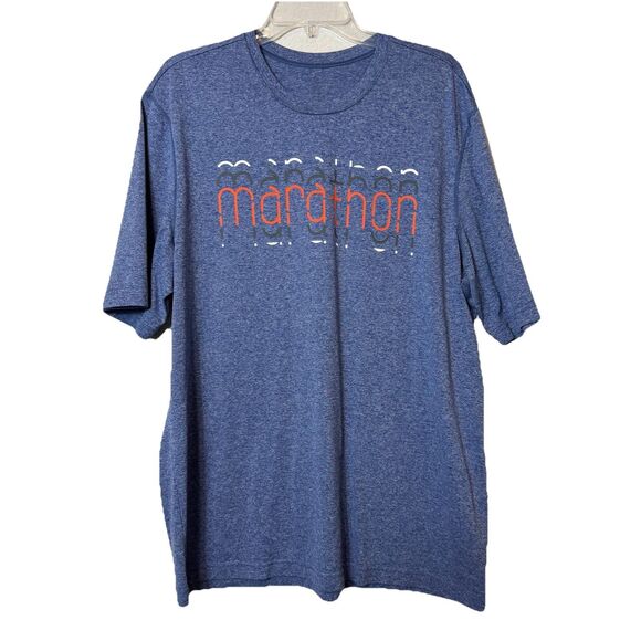 Brooks Marathon Performance Running Logo Blue Heathered T-shirt Men’s XL - Picture 1 of 7